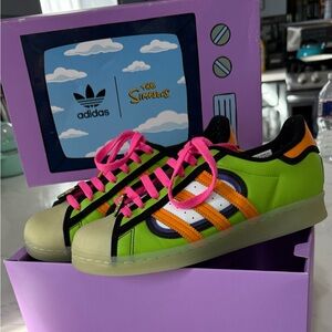 Adidas Kids Lime Green and Pink Sneakers